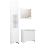 vidaXL Set mobilier de baie, 3 piese, alb extralucios, lemn prelucrat vidaXL Set mobilier de baie, 3 piese, alb extralucios, lemn prelucrat