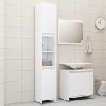 vidaXL Set mobilier de baie, 3 piese, alb extralucios, lemn prelucrat vidaXL Set mobilier de baie, 3 piese, alb extralucios, lemn prelucrat