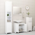 vidaXL Set mobilier de baie, 3 piese, alb extralucios, lemn prelucrat vidaXL Set mobilier de baie, 3 piese, alb extralucios, lemn prelucrat