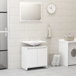 vidaXL Set mobilier de baie, 3 piese, alb extralucios, lemn prelucrat vidaXL Set mobilier de baie, 3 piese, alb extralucios, lemn prelucrat