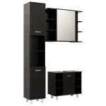 vidaXL Set mobilier de baie, 3 piese, negru, lemn prelucrat vidaXL Set mobilier de baie, 3 piese, negru, lemn prelucrat