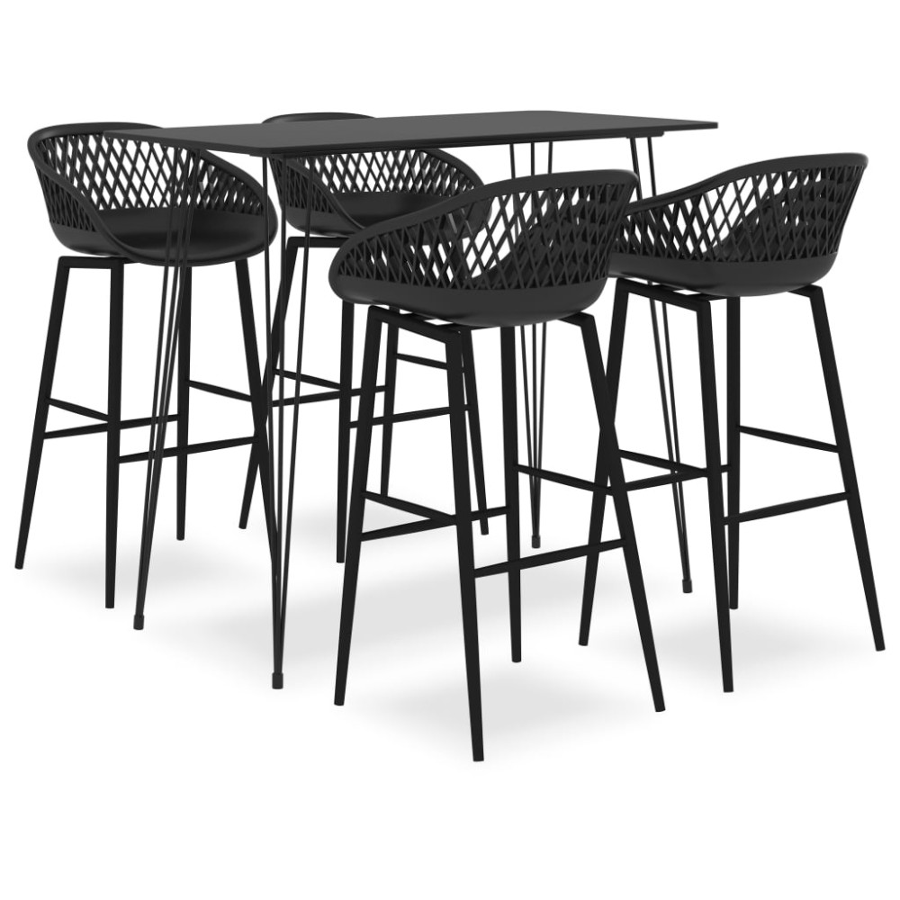 vidaXL Set mobilier de bar, 5 piese, negru