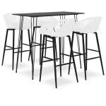 vidaXL Set mobilier de bar, 5 piese, negru și alb vidaXL Set mobilier de bar, 5 piese, negru și alb