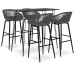 vidaXL Set mobilier de bar, 5 piese, negru și gri vidaXL Set mobilier de bar, 5 piese, negru și gri