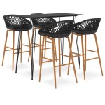 vidaXL Set bar 5 piese, negru vidaXL Set bar 5 piese, negru