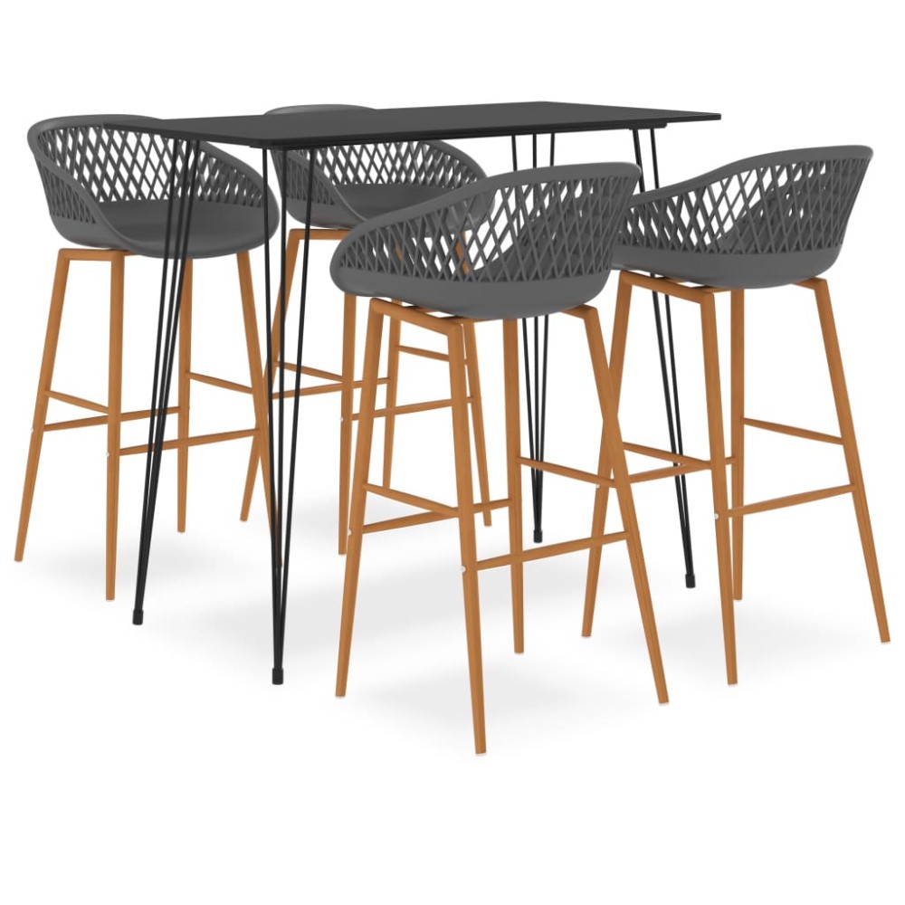 vidaXL Set mobilier de bar, 5 piese, negru și gri