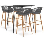 vidaXL Set mobilier de bar, 5 piese, negru și gri