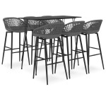vidaXL Set mobilier de bar, 7 piese, negru și gri