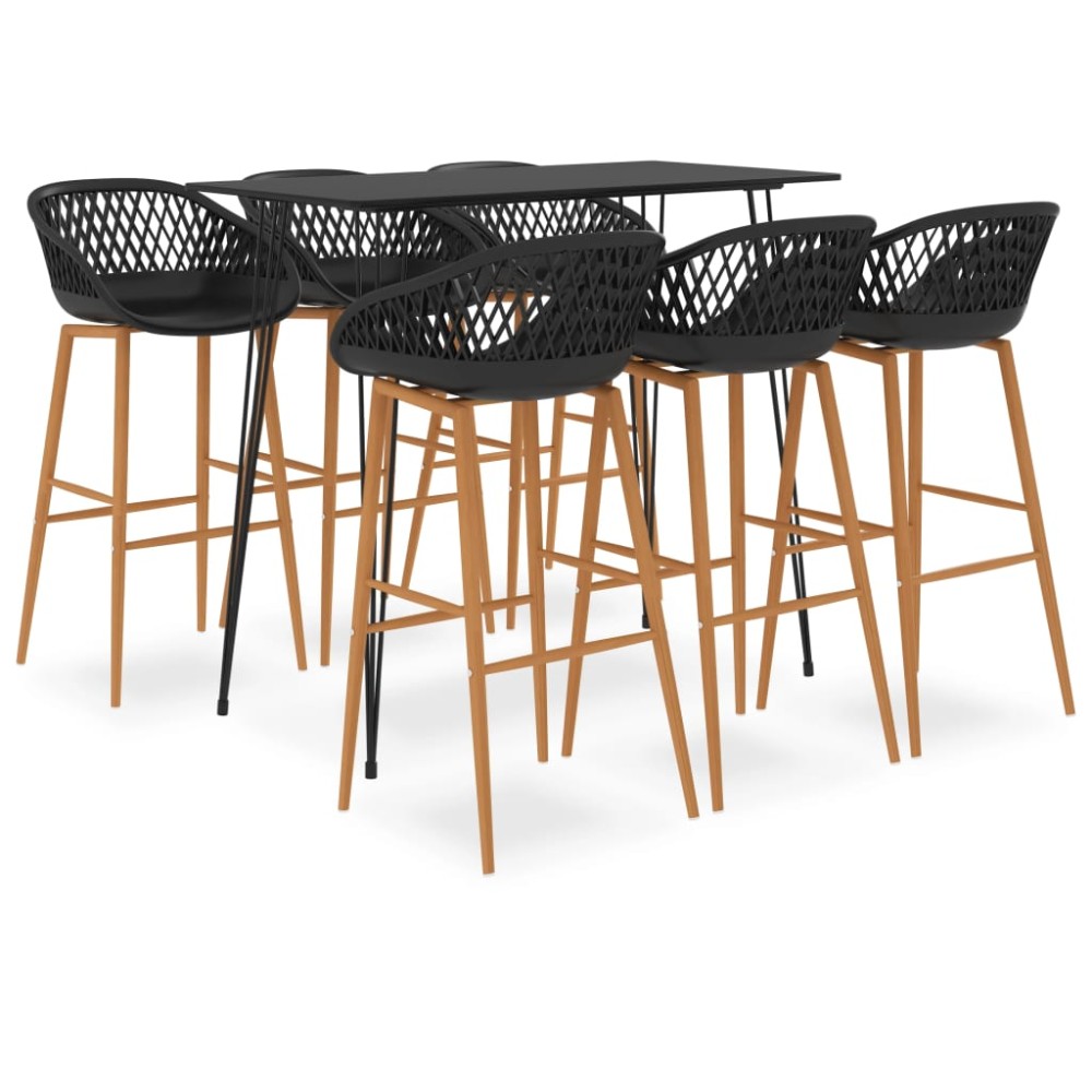 vidaXL Set mobilier de bar, 7 piese, negru