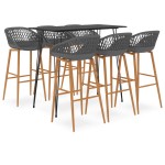 vidaXL Set mobilier de bar, 7 piese, negru și gri vidaXL Set mobilier de bar, 7 piese, negru și gri
