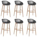 vidaXL Set mobilier de bar, 7 piese, negru și gri vidaXL Set mobilier de bar, 7 piese, negru și gri