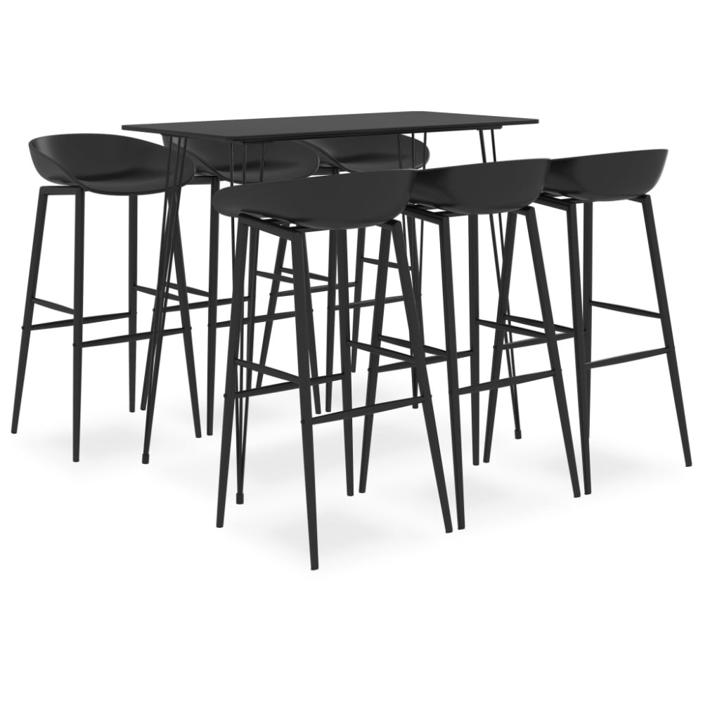 vidaXL Set mobilier de bar, 7 piese, negru