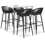 vidaXL Set mobilier de bar, 5 piese, alb și negru vidaXL Set mobilier de bar, 5 piese, alb și negru