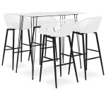 vidaXL Set mobilier de bar, 5 piese, alb vidaXL Set mobilier de bar, 5 piese, alb