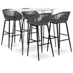 vidaXL Set mobilier de bar, 5 piese, alb și gri vidaXL Set mobilier de bar, 5 piese, alb și gri
