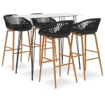 vidaXL Set mobilier de bar, 5 piese, alb și negru vidaXL Set mobilier de bar, 5 piese, alb și negru