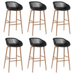vidaXL Set mobilier de bar, 7 piese, alb și negru
