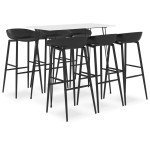 vidaXL Set mobilier de bar, 7 piese, alb și negru vidaXL Set mobilier de bar, 7 piese, alb și negru