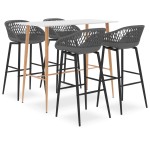 vidaXL Set mobilier de bar, 5 piese, alb și gri vidaXL Set mobilier de bar, 5 piese, alb și gri