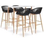 vidaXL Set mobilier de bar, 5 piese, alb și negru vidaXL Set mobilier de bar, 5 piese, alb și negru