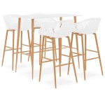 vidaXL Set mobilier de bar, 5 piese, alb vidaXL Set mobilier de bar, 5 piese, alb