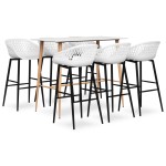 vidaXL Set mobilier de bar, 7 piese, alb vidaXL Set mobilier de bar, 7 piese, alb