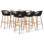 vidaXL Set mobilier de bar, 7 piese, alb și negru vidaXL Set mobilier de bar, 7 piese, alb și negru