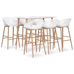 vidaXL Set mobilier de bar, 7 piese, alb vidaXL Set mobilier de bar, 7 piese, alb