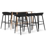 vidaXL Set mobilier de bar, 7 piese, alb și negru vidaXL Set mobilier de bar, 7 piese, alb și negru