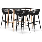 vidaXL Set mobilier de bar, 5 piese, negru vidaXL Set mobilier de bar, 5 piese, negru