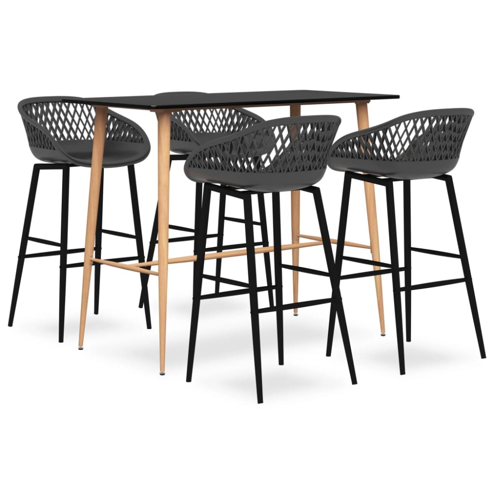 vidaXL Set mobilier de bar, 5 piese, negru și gri