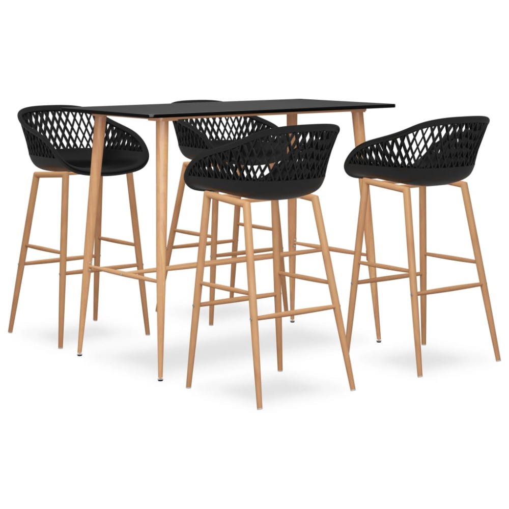vidaXL Set mobilier de bar, 5 piese, negru