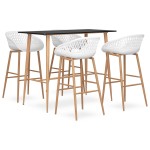 vidaXL Set mobilier de bar, 5 piese, negru și alb vidaXL Set mobilier de bar, 5 piese, negru și alb