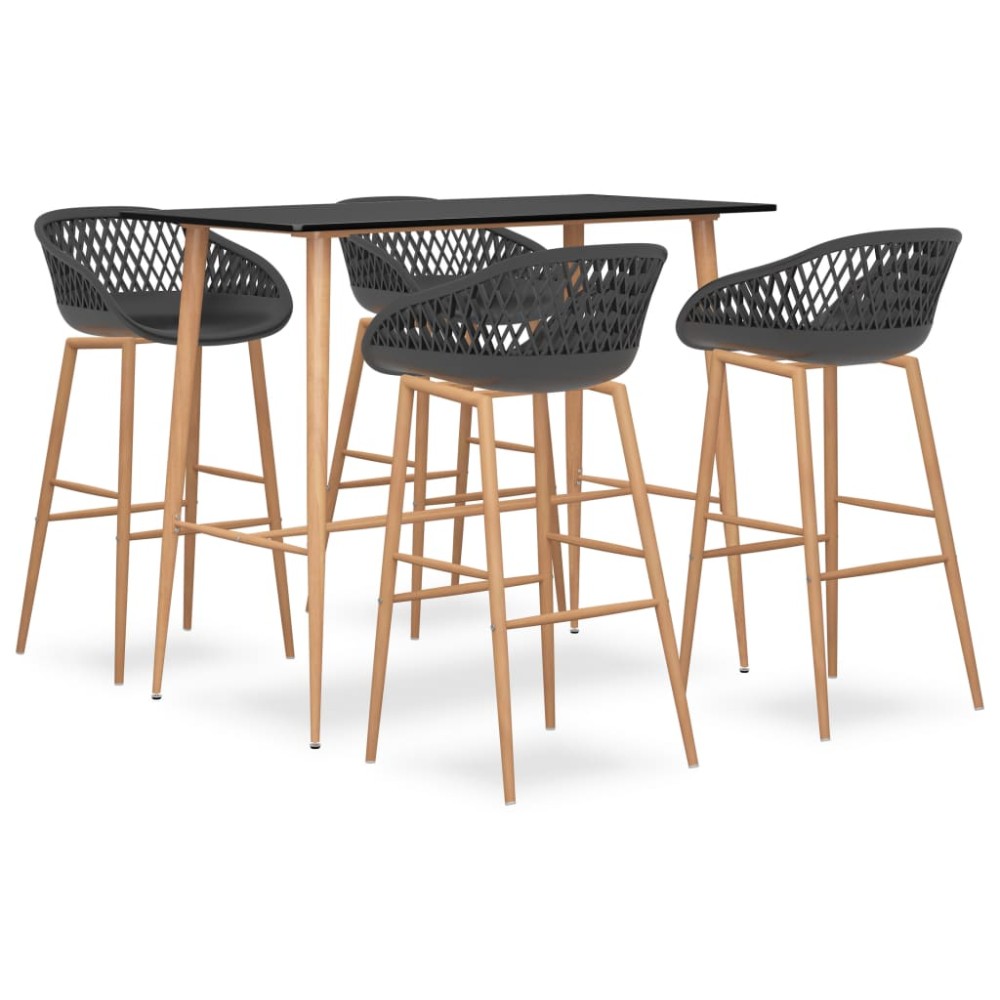 vidaXL Set mobilier de bar, 5 piese, negru și gri