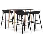 vidaXL Set mobilier de bar, 5 piese, negru vidaXL Set mobilier de bar, 5 piese, negru