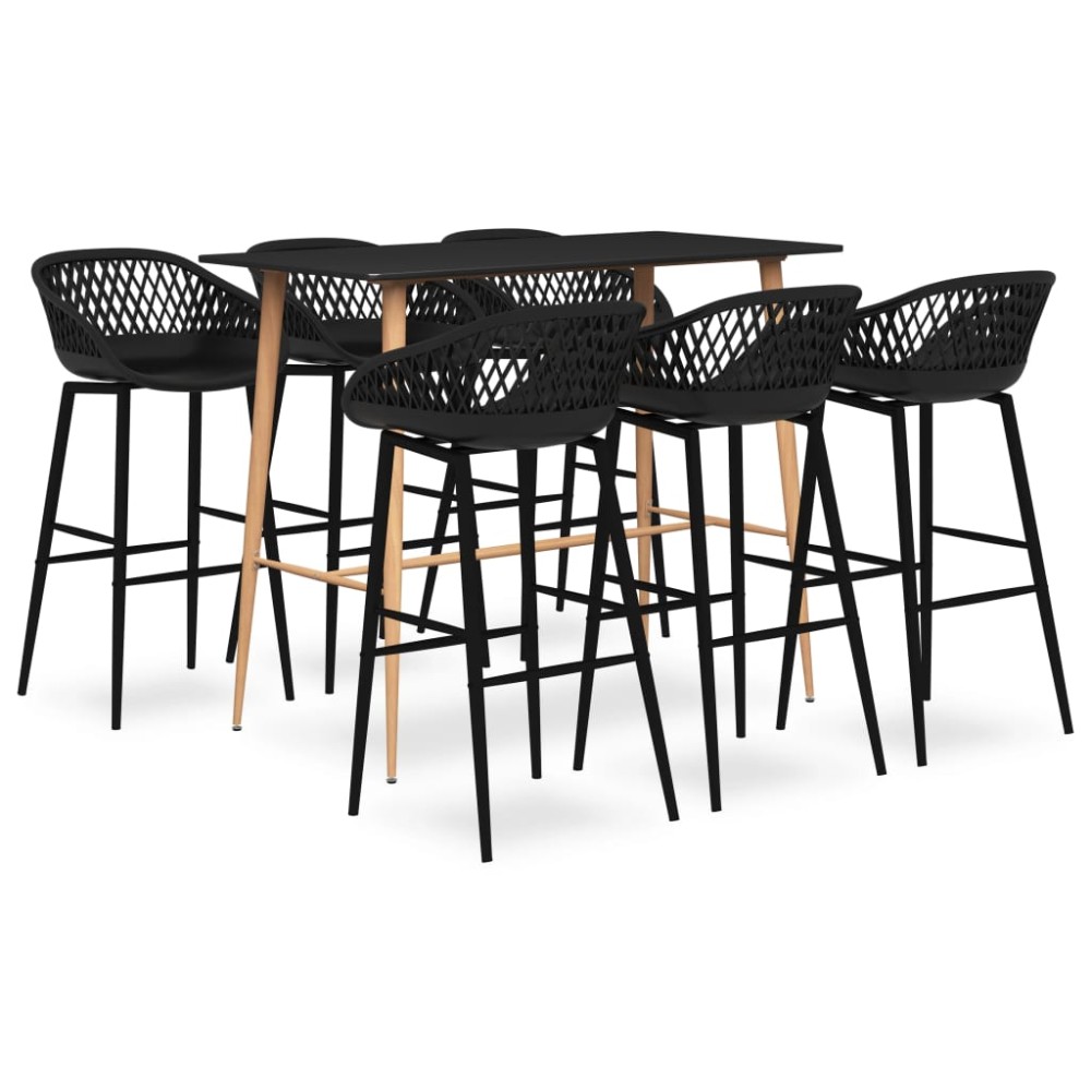 vidaXL Set mobilier de bar, 7 piese, negru
