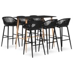 vidaXL Set mobilier de bar, 7 piese, negru vidaXL Set mobilier de bar, 7 piese, negru