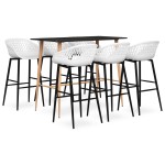 vidaXL Set mobilier de bar, 7 piese, negru și alb vidaXL Set mobilier de bar, 7 piese, negru și alb