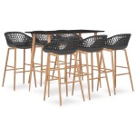 vidaXL Set mobilier de bar, 7 piese, negru și gri vidaXL Set mobilier de bar, 7 piese, negru și gri