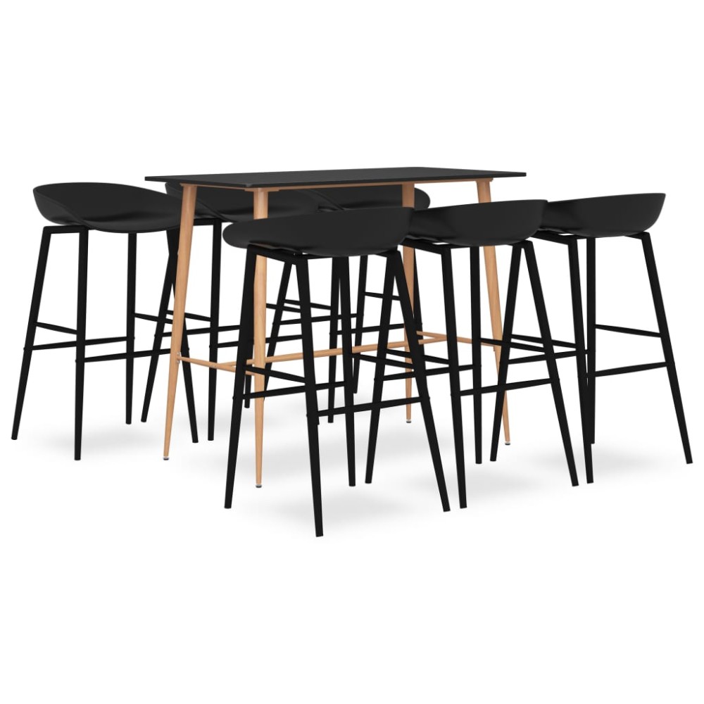 vidaXL Set mobilier de bar, 7 piese, negru