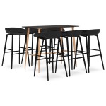 vidaXL Set mobilier de bar, 7 piese, negru vidaXL Set mobilier de bar, 7 piese, negru