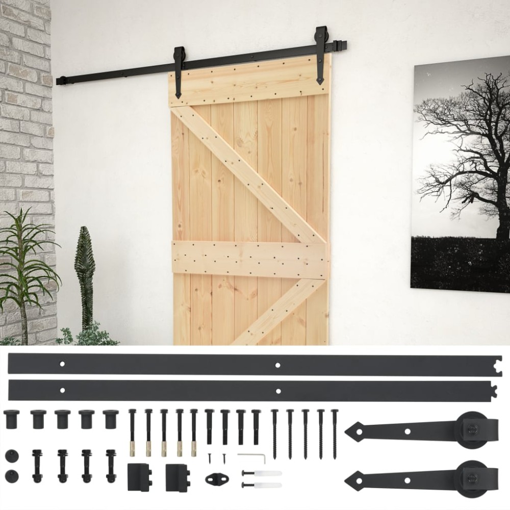 vidaXL Ușă glisantă cu set feronerie, 80 x 210 cm, lemn masiv de pin