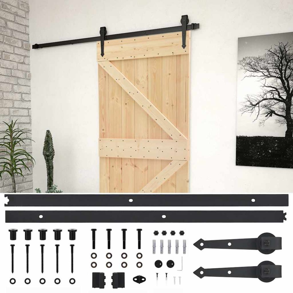 vidaXL Ușă glisantă cu set feronerie, 80 x 210 cm, lemn masiv de pin