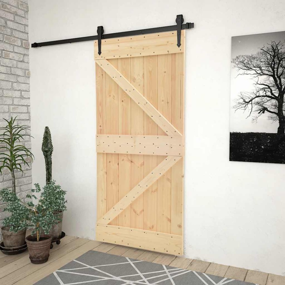 vidaXL Ușă glisantă cu set feronerie, 80 x 210 cm, lemn masiv de pin