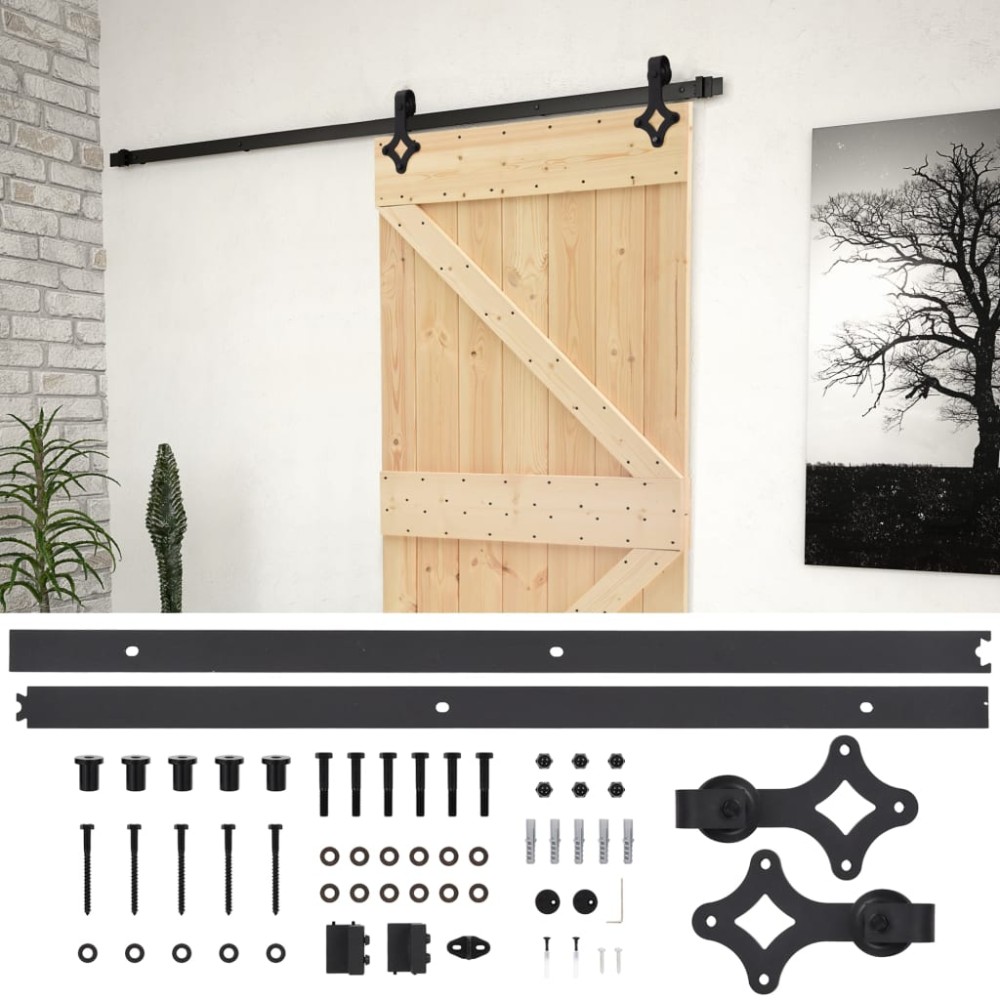 vidaXL Ușă glisantă cu set feronerie, 80 x 210 cm, lemn masiv de pin