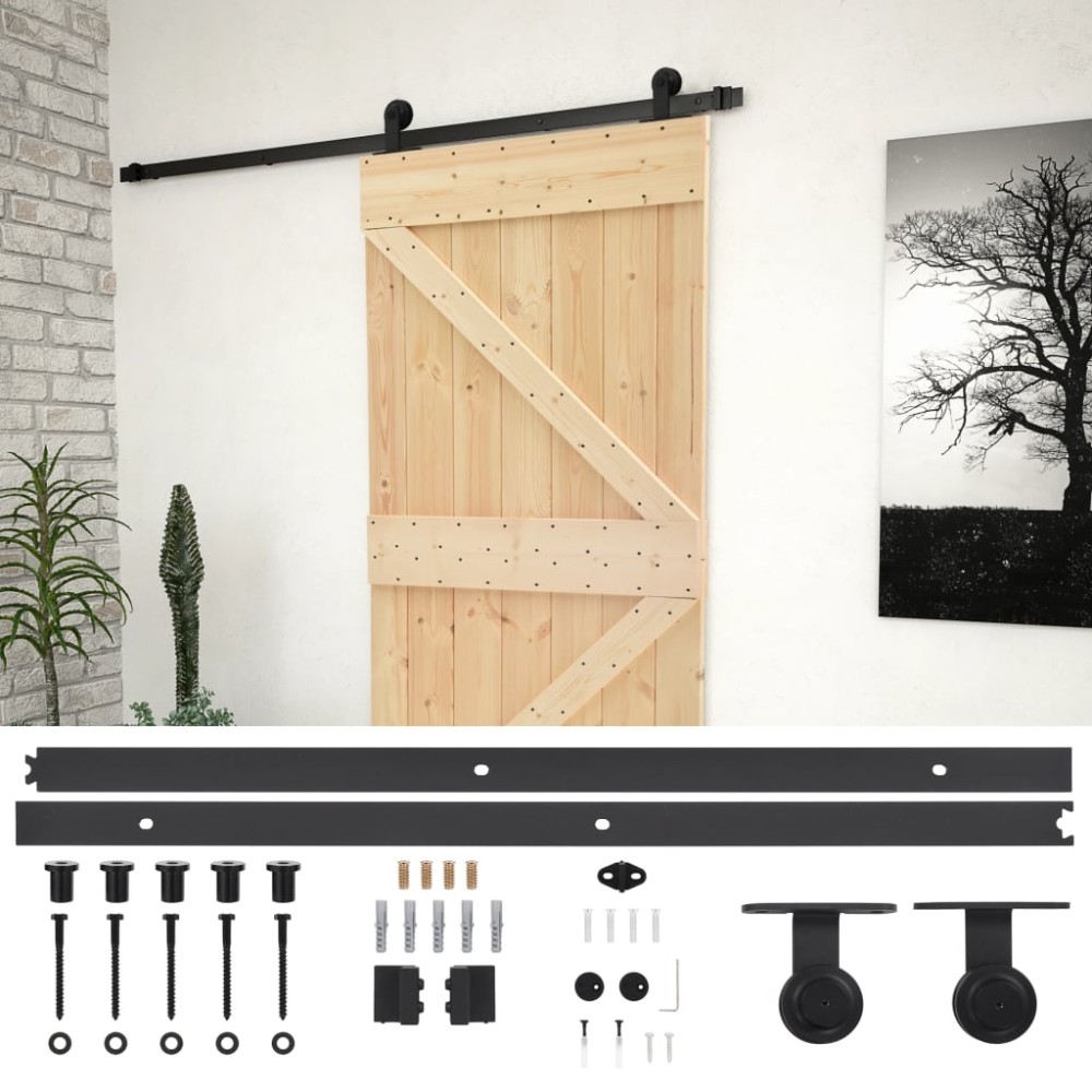 vidaXL Ușă glisantă cu set feronerie, 80 x 210 cm, lemn masiv de pin