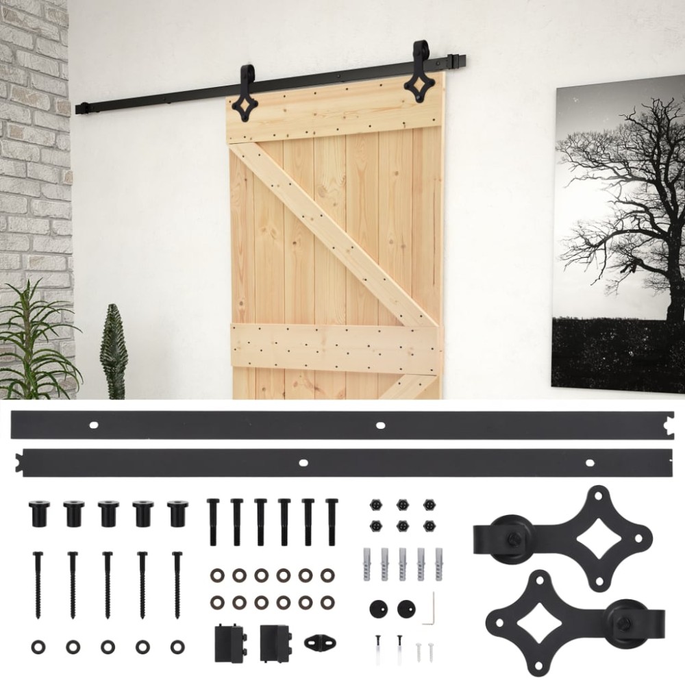 vidaXL Ușă glisantă cu set feronerie, 90x210 cm, lemn masiv de pin