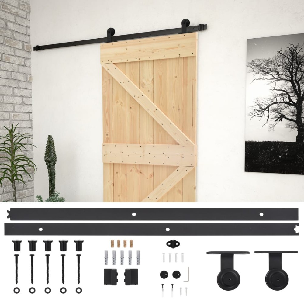 vidaXL Ușă glisantă cu set feronerie, 90 x 210 cm, lemn masiv de pin