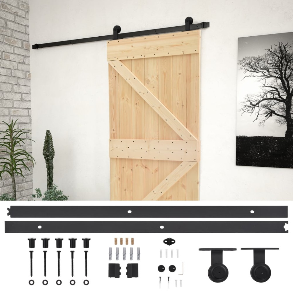 vidaXL Ușă glisantă cu set feronerie, 90x210 cm, lemn masiv de pin