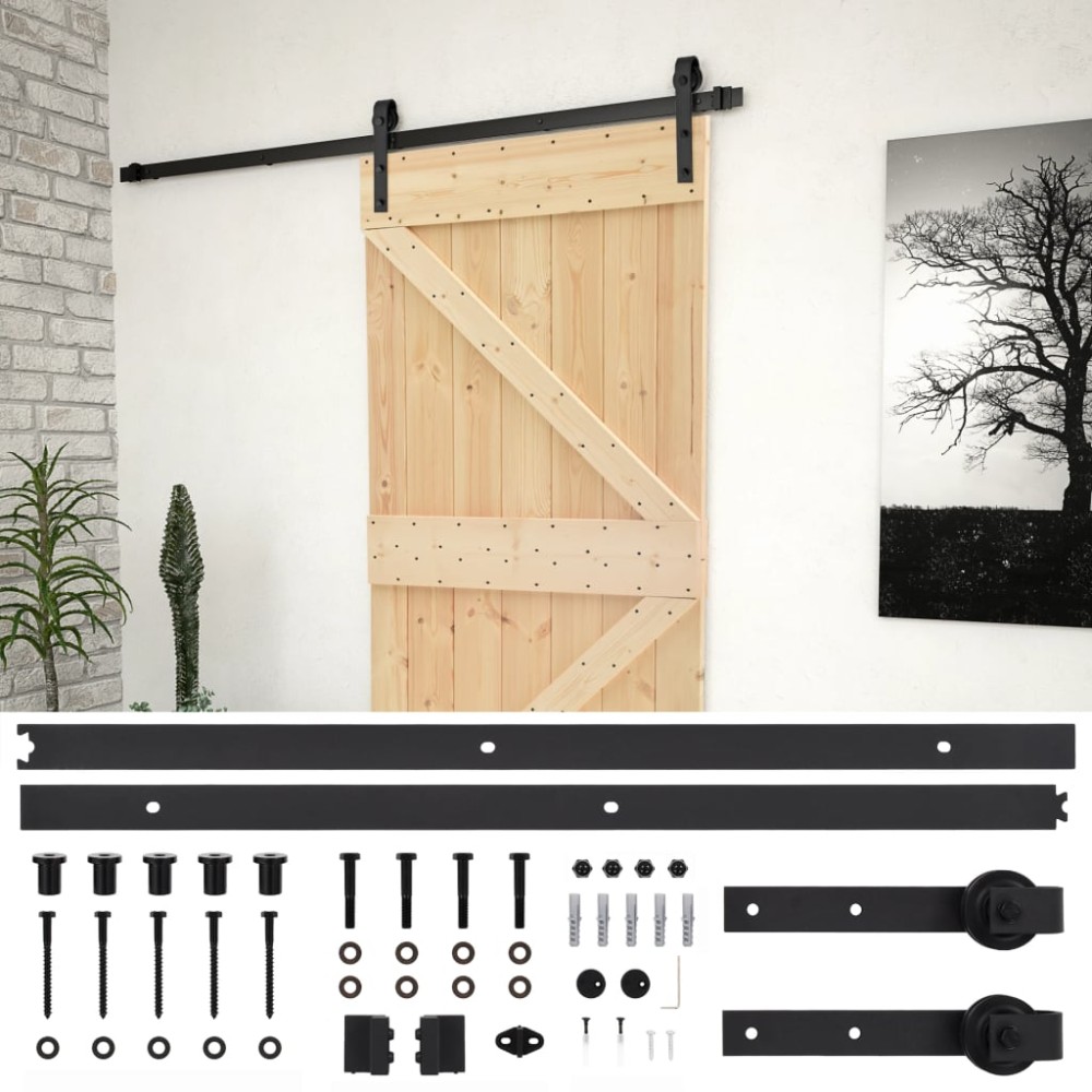 vidaXL Ușă glisantă cu set feronerie, 90x210 cm, lemn masiv de pin